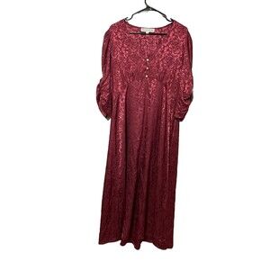 Emma & Michele Women's Size L Burgandy Floral Prairie Dress